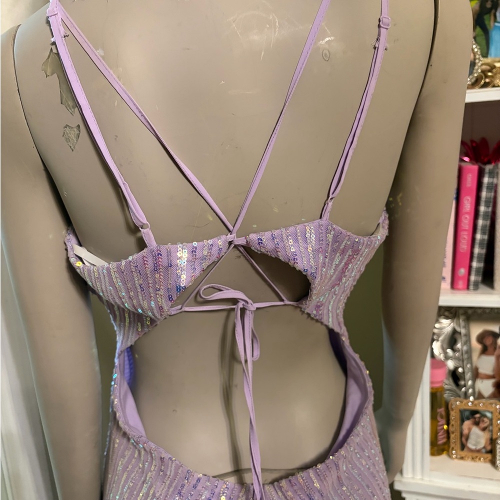 B Darlin Lavender Sequin Maxi Dress - Picture 6 of 7